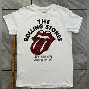 The Rolling Stones tour shirt New York June 1975 white short sleeve small S